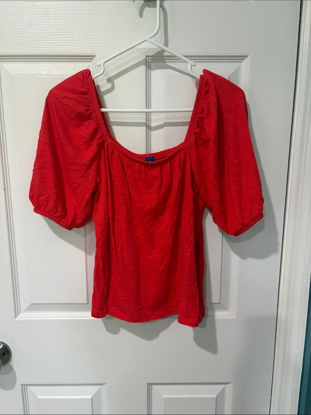 Red Puff Sleeve Women's Top - Classic Off-Shoulder Style